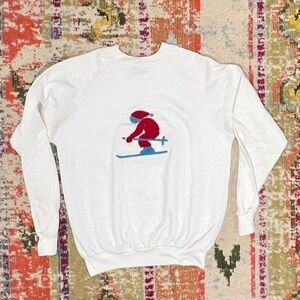Vintage Ski Skiing Skier Downhill 1980s Crewneck Pullover Jumper Sweatshirt